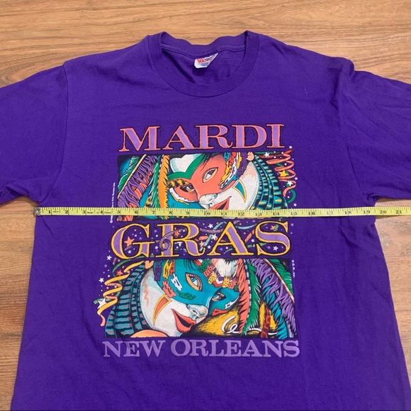 Vintage 90s Mardi Gras New Orleans Graphic Print Adult Large Glitter - Picture 5 of 7